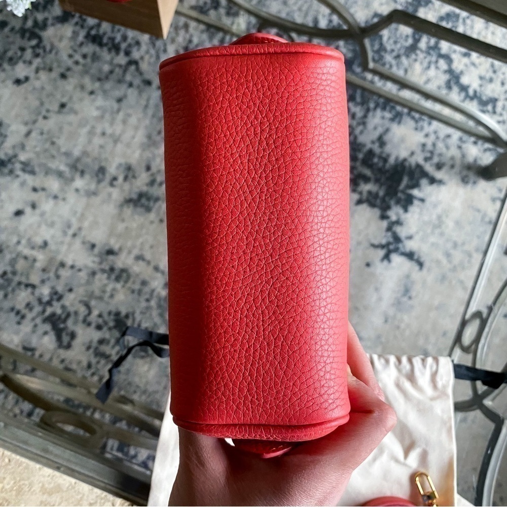 By Far Bag Dora Leather Tote Pebbled Shoulder-Strap Cowhide Miniature Coral NWT - Picture 5 of 11